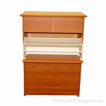 Wooden Shoe Cabinet with Two Small Drawers